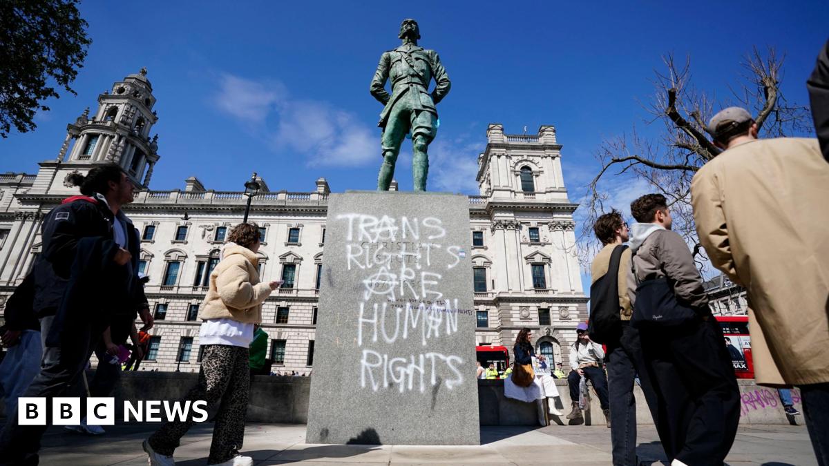 Trans Rights Protest In London Leads To Westminster Statue Damage Trans Rights Protest In London Leads To Westminster Statue Damage